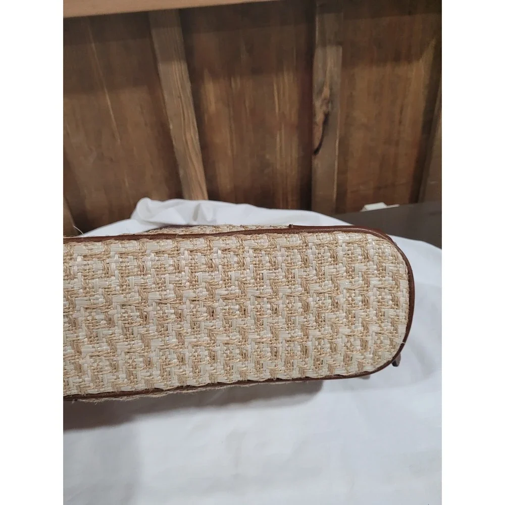 Rosetti Woven Bag With Brown Vinyl Trim And  handles